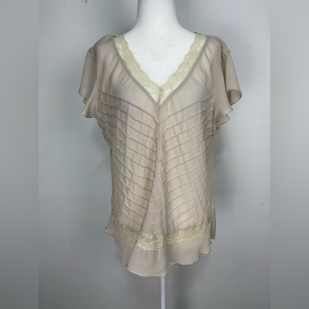 Jaipur sheer tan blouse women’s size M - Picture 4 of 14